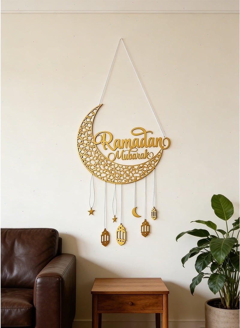 Ramadan Decorations, Ramadan Kareem Door Hanging Decoration with Moon Lantern and Star for Home Decor - Image 4